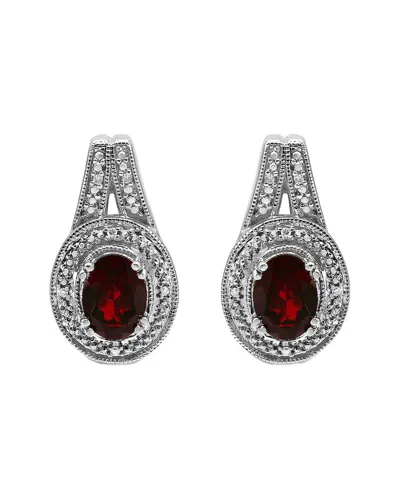 Haus Of Brilliance Colorful Gemstones Silver 3.15 Ct. Tw. Diamond & Garnet  Stud Earrings