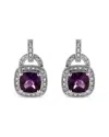 Haus Of Brilliance Colorful Gemstones Silver 4.28 Ct. Tw. Diamond & Amethyst  Dangle Earrings