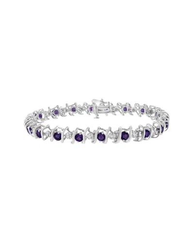 Haus Of Brilliance Colorful Gemstones Silver 4.62 Ct. Tw. Diamond & Lab-grown Amethyst Tennis Bracel In Brown