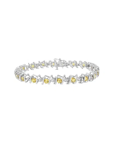Haus Of Brilliance Colorful Gemstones Silver 4.62 Ct. Tw. Diamond & Lab-grown  Citrine Tennis Bracel