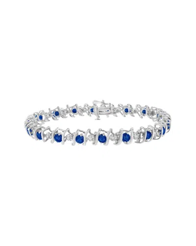 Haus Of Brilliance Colorful Gemstones Silver 4.62 Ct. Tw. Diamond & Lab-grown  Sapphire Tennis Brace In Metallic