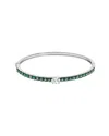 Haus Of Brilliance Colorful Gemstones Silver 5.00 Ct. Tw. Lab-grown Gemstone  Bangle Bracelet In Green