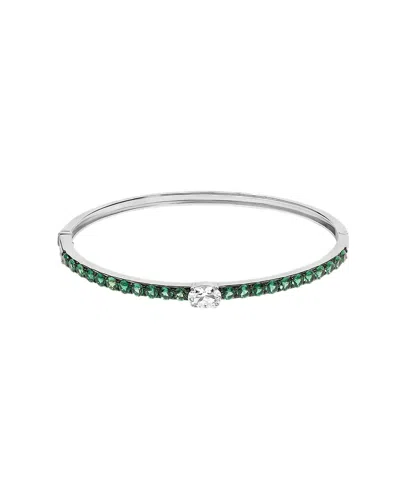 Haus Of Brilliance Colorful Gemstones Silver 5.00 Ct. Tw. Lab-grown Gemstone  Bangle Bracelet In Green