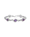 Haus Of Brilliance Colorful Gemstones Silver 5.71 Ct. Tw. Diamond & Amethyst Tennis Bracelet In Silver