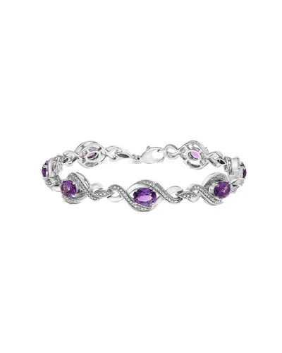 Haus Of Brilliance Colorful Gemstones Silver 5.71 Ct. Tw. Diamond & Amethyst Tennis Bracelet
