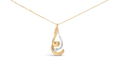 Haus Of Brilliance Espira 10k Two-tone Gold 1/10 Cttw Round Cut Diamond Swirl Pendant Necklace In Multi