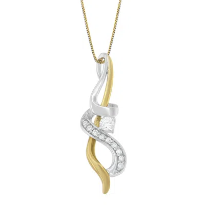 Haus Of Brilliance Espira 10k Two-tone Gold 1/5 Cttw Diamond Intertwined Swirl Pendant Necklace In Multi