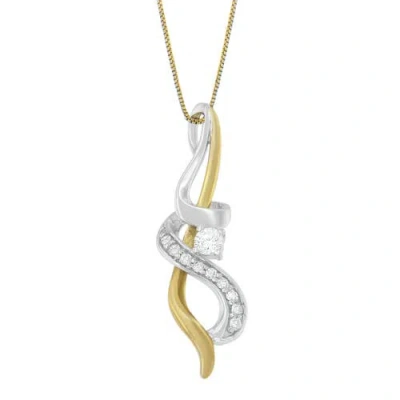 Haus Of Brilliance Espira 10k Two-tone Gold 1/5 Cttw Diamond Intertwined Swirl Pendant Necklace In Multi