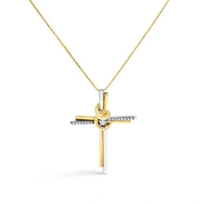 Haus Of Brilliance Espira 10k Two-tone Gold Diamond-accented Cross Pendant Necklace In Multi