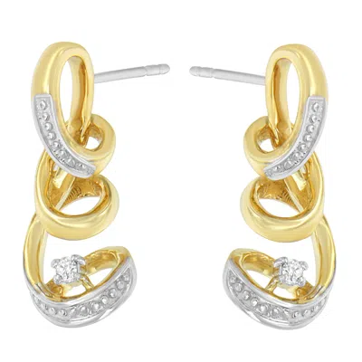 Haus Of Brilliance Espira 10k Two Tone Gold Round Cut Diamond Earring In Multi