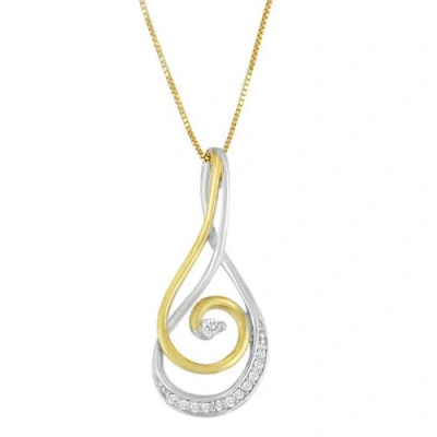 Haus Of Brilliance Espira 10k Two-tone Gold Round Cut Diamond Sparkling Spiral Pendant Necklace In Silver