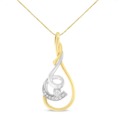Haus Of Brilliance Espira 10k Two-tone Yellow & White 1/6 Cttw Brilliant-cut Diamond Layered Spiral 18" Pendant Necklac In Multi