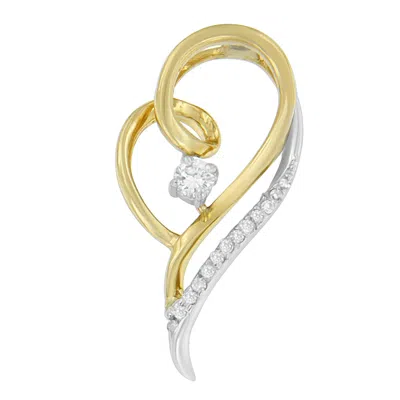 Haus Of Brilliance Espira 10k Two-tone Gold 1/6 Cttw Layers Of Love Diamond Pendant Necklace (j-k, I1-i2)