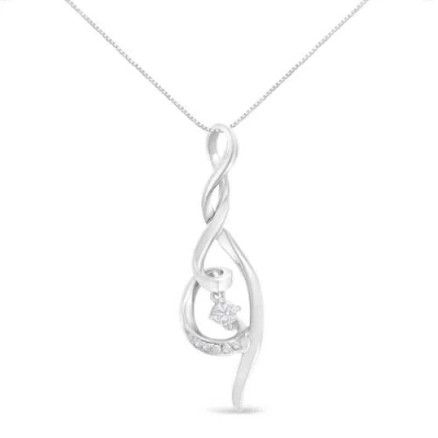 Haus Of Brilliance Espira 10k White Gold 1/10 Cttw Diamond Swirl Pendant Necklace