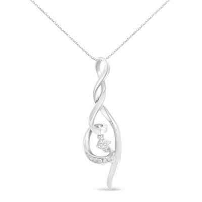 Haus Of Brilliance Espira 10k White Gold 1/10 Cttw Diamond Swirl Pendant Necklace