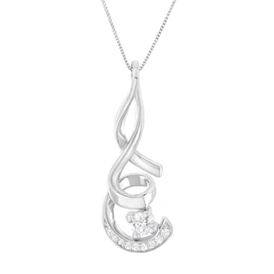 Haus Of Brilliance Espira 10k White Gold 1/4 Cttw Round Cut Diamond Sparkling Spiral Pendant Necklace In Silver