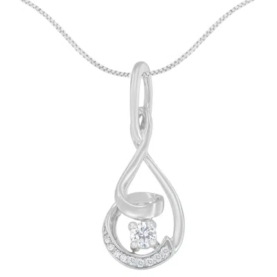 Haus Of Brilliance Espira 10k White Gold 1/4 Cttw Round Cut Diamond Spiral Link Pendant Necklace In Metallic