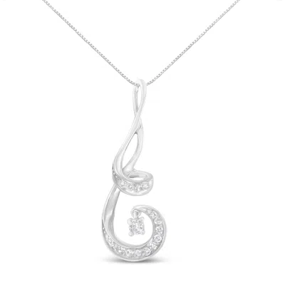 Haus Of Brilliance Espira 10k White Gold 1/5 Cttw Brilliant-cut Diamond Sparkling Spiral 18" Pendant Necklace In Silver
