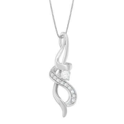 Haus Of Brilliance Espira 10k White Gold 1/5 Cttw Round Cut Diamond Swirl Pendant Necklace