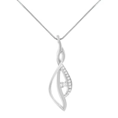 Haus Of Brilliance Espira 10k White Gold Round Diamond Accented Open Cascade Twist 18" Pendant Necklace