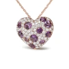 Haus Of Brilliance 18k Rose Gold 3/4 Cttw Diamond And Purple Amethyst Cluster Heart Shape 18" Pendan In Gold