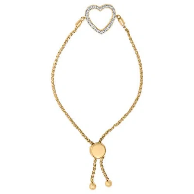 Haus Of Brilliance Gold Vermeil Diamond Accent Heart Lariat Bolo Bracelet In Multi