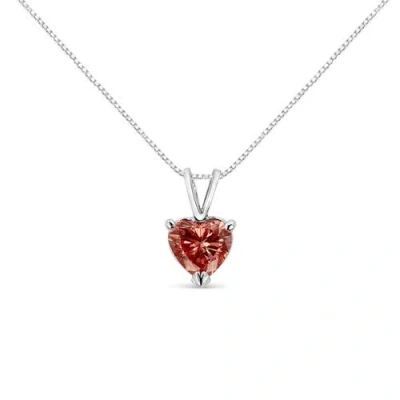 Haus Of Brilliance Igi 14k White Gold Martini Set 1 Ct Lab Grown Pink Heart Diamond Pendant Necklace In Metallic