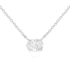 HAUS OF BRILLIANCE IGI CERTIFIED 10K WHITE GOLD 1/2 CTTW LAB GROWN OVAL SHAPE SOLITAIRE DIAMOND EAST WEST 18" PENDANT N