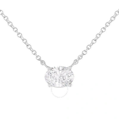 Haus Of Brilliance Igi Certified 10k White Gold 1/2 Cttw Lab Grown Oval Shape Solitaire Diamond East West 18" Pendant N