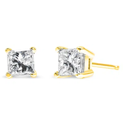 Haus Of Brilliance Igi Certified 1/2 Cttw Princess-cut Square Diamond 4-prong Solitaire Stud Earrings In 14k Yellow Gol