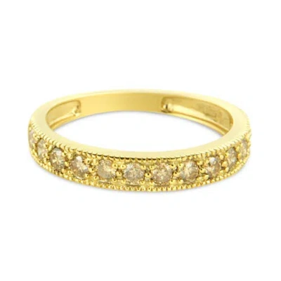 Haus Of Brilliance Igi Certified 1/2 Cttw Diamond 10k Yellow Gold Prong Set Beaded Milgrain Band Style Ring