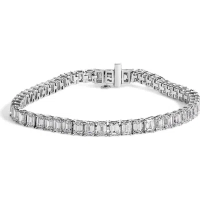 Haus Of Brilliance Igi Certified 14k White Gold 10.0 Cttw Emerald Cut Lab Grown Diamond Tennis Brace In Metallic
