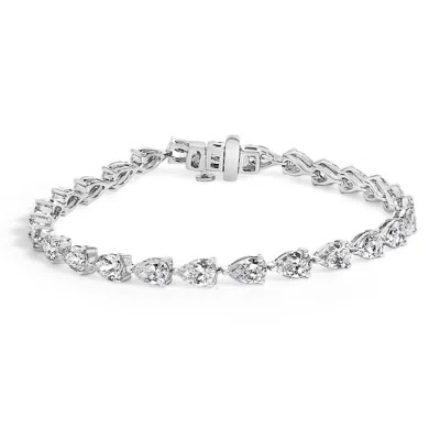 Haus Of Brilliance Igi Certified 14k White Gold 12.0 Cttw Pear Cut Lab Grown Diamond Tennis Bracelet In Metallic