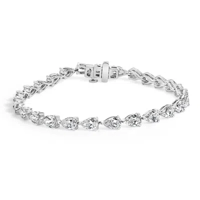 Haus Of Brilliance Igi Certified 14k White Gold 8.0 Cttw Pear Cut Lab Grown Diamond Tennis Bracelet In Metallic