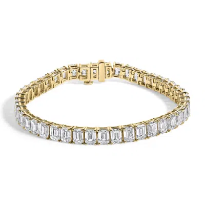 Haus Of Brilliance Igi Certified 14k Yellow Gold 18 1/2 Cttw Emerald Cut Lab Grown Diamond Tennis Bracelet