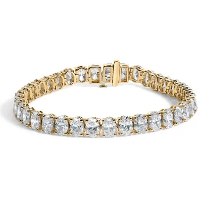 Haus Of Brilliance Igi Certified 14k Yellow Gold 18 1/2 Cttw Oval Cut Lab Grown Diamond Tennis Brace