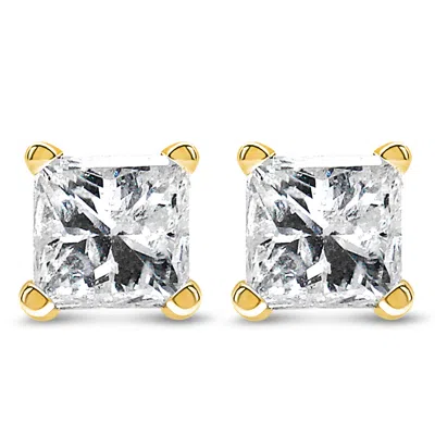 Haus Of Brilliance Igi Certified 14k Yellow Gold 4-prong Set Princess-cut Solitaire Diamond Push Back Stud Earrings