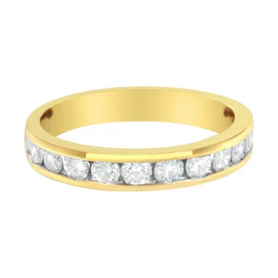 Haus Of Brilliance Igi Certified 18k Yellow Gold 1.0 Cttw Channel Set Round-cut Diamond 11 Stone Anniversary/wedding Ba In Silver