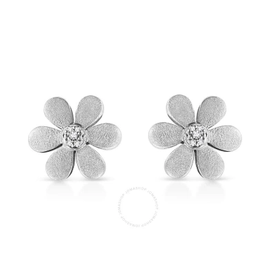 Haus Of Brilliance Matte Finished .925 Sterling Silver Diamond Accent Flower Hoop Stud Earring (i-j In White