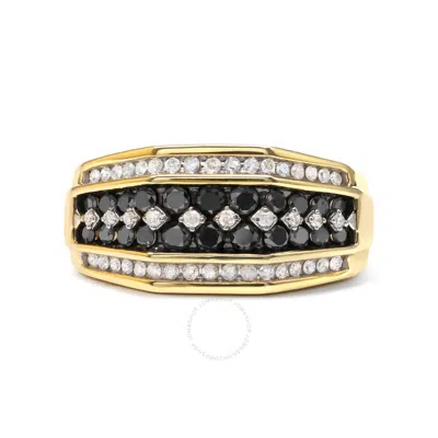 Haus Of Brilliance Men's 10k Yellow Gold 1 1/2 Cttw White And Black Treated Diamond Cluster Ring (bl