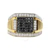 HAUS OF BRILLIANCE HAUS OF BRILLIANCE MEN'S 10K YELLOW GOLD 1 1/2 CTTW WHITE AND BLACK TREATED DIAMOND CLUSTER RING (BL