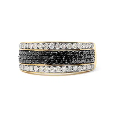 Haus Of Brilliance Men's 10k Yellow Gold 1 1/4 Cttw White And Black Diamond Cluster Ring