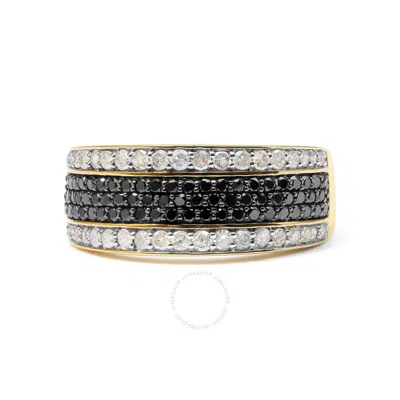 Haus Of Brilliance Men's 10k Yellow Gold 1 1/4 Cttw White And Black Diamond Cluster Ring (black Colo