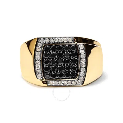 Haus Of Brilliance 10k Yellow Gold 1.00 Cttw Cushion Cluster Black And White Diamond Statement Ring