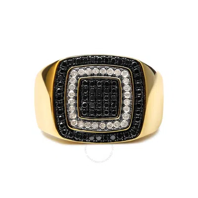 Haus Of Brilliance Men's 10k Yellow Gold 3/4 Cttw White And Black Treated Diamond Ring Band (black /