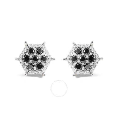 Haus Of Brilliance Men's 10k Yellow Gold 7/8 Cttw White And Black Treated Diamond Stud Earring (blac
