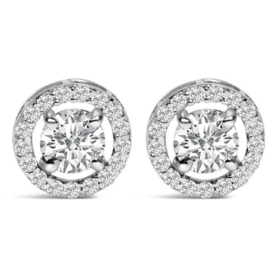 Haus Of Brilliance Men's 14k White Gold 1 3/4 Cttw Lab Grown Diamond Halo Cufflink