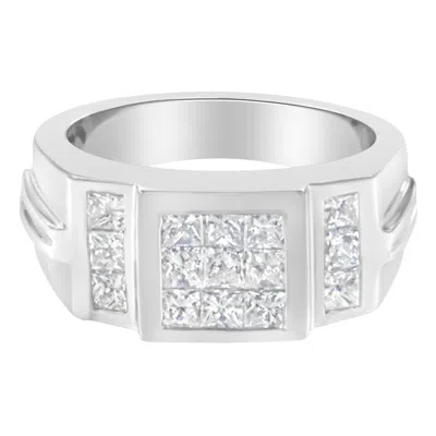 Haus Of Brilliance Men's 14k White Gold Diamond Cluster Ring