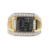 Haus Of Brilliance Men's 14k Yellow Gold Plated .925 Sterling Silver 1 1/2 Cttw White And Black Treated Diamond Cluster In Metallic