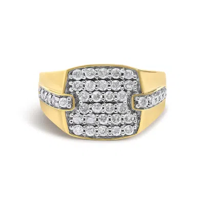 Haus Of Brilliance 14k Yellow Gold Plated Sterling Silver 1.0 Cttw Diamond Geometric Band Ring